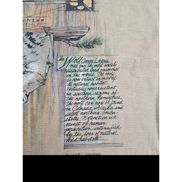 VINTAGE 90'S SINGLE STITCH WOLF/NATURE T‎ SHIRT XL - Picture 3 of 8